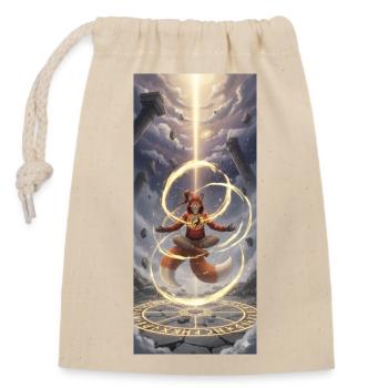 Glowing Rune Fox - Closable cotton gift bag (14x20cm) - nature - Front