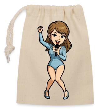 Singer Dancer Cartoon - Closable cotton gift bag (14x20cm) - nature - Front