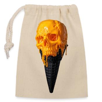 Glace de crâne en fonte au cône - Sac cadeau en coton avec cordon (14 x 20 cm) - nature - Devant
