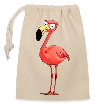 Flamingo Style - Verschließbarer Geschenkbeutel aus Baumwolle (14x20cm) - Natur - Vorne