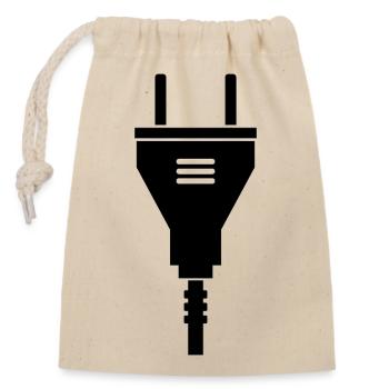 Electric plug - Closable cotton gift bag (14x20cm) - nature - Front