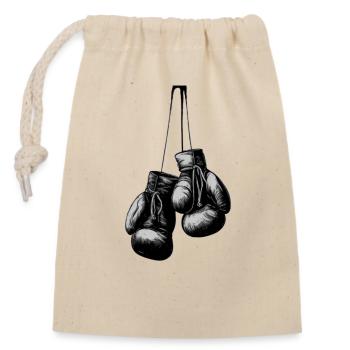 Boxhandschuhe - Verschließbarer Geschenkbeutel aus Baumwolle (14x20cm) - Natur - Vorne