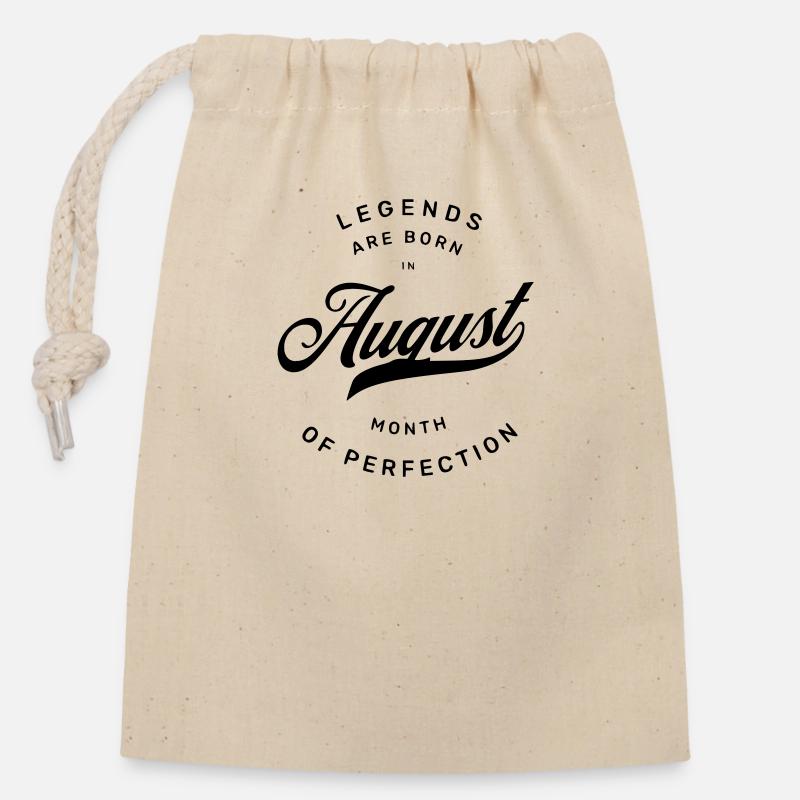 BIRTHDAY AUGUST - Closable cotton gift bag (14x20cm) - nature