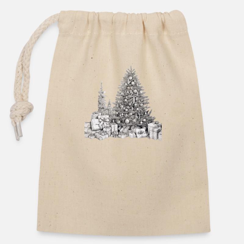 Tannenbaum - Verschließbarer Geschenkbeutel aus Baumwolle (14x20cm) - Natur