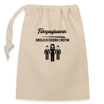 Fahrzeugbauerin Chefin Selbstständigkeit Firma KFZ - Verschließbarer Geschenkbeutel aus Baumwolle (14x20cm) - Natur - Vorne