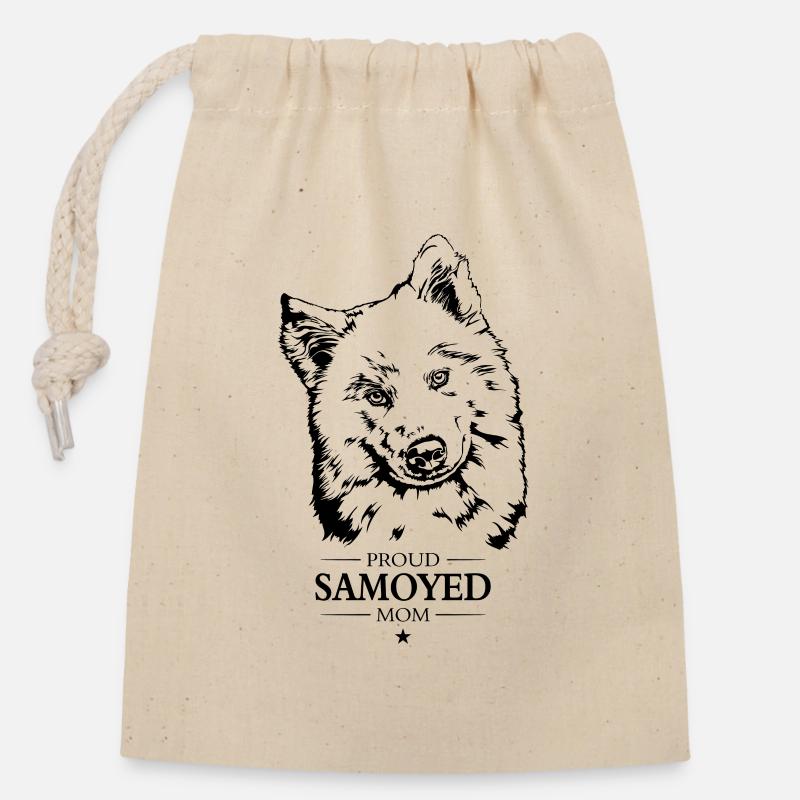 Samoyed Mom Hund Hunde Samojeden Wilsigns - Verschließbarer Geschenkbeutel aus Baumwolle (14x20cm) - Natur