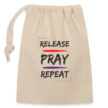 Release Pray Repeat - Closable cotton gift bag (14x20cm) - nature - Front