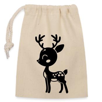 Deer - Closable cotton gift bag (14x20cm) - nature - Front