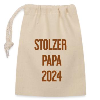 Proud Dad 2024 – for new fathers - Closable cotton gift bag (14x20cm) - nature - Front