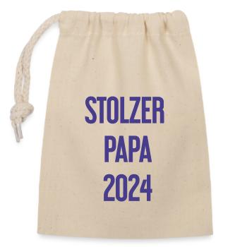 Proud Dad 2024 – for new fathers - Closable cotton gift bag (14x20cm) - nature - Front