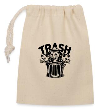 3 coole Opossums Trash Gang im Mülleimer - Verschließbarer Geschenkbeutel aus Baumwolle (14x20cm) - Natur - Vorne