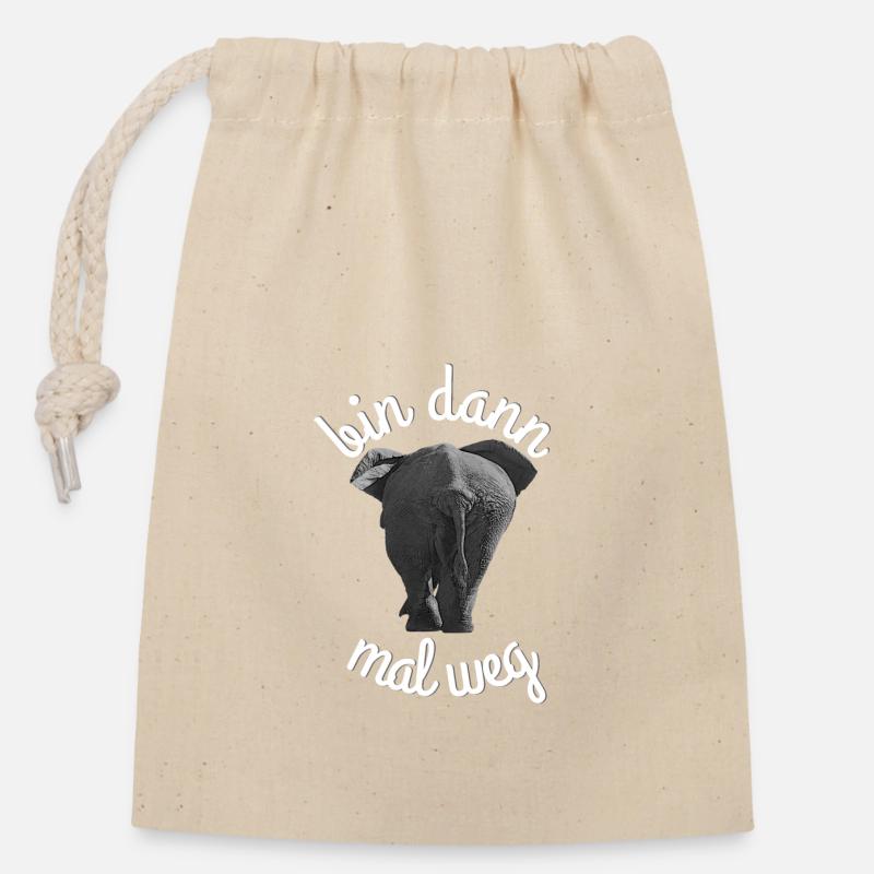 Elephant bin dann mal weg Lustiger Spruch mit Sinn - Sac cadeau en coton avec cordon (14 x 20 cm) - nature