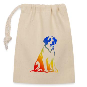 Chien Saint-Bernard - Sac cadeau en coton avec cordon (14 x 20 cm) - nature - Devant