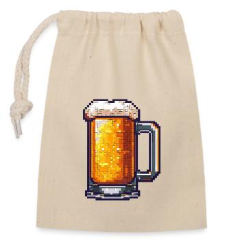 Beer Mug Pixel Beer - Closable cotton gift bag (14x20cm) - nature - Front