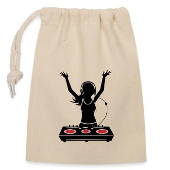 DJ Platines Festival Femme - Sac cadeau en coton avec cordon (14 x 20 cm) - nature - Devant