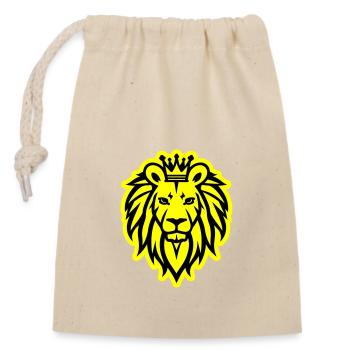 Löwe Krone Logo - Verschließbarer Geschenkbeutel aus Baumwolle (14x20cm) - Natur - Vorne