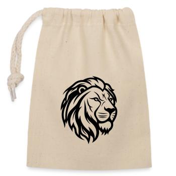 Tête de lion - Sac cadeau en coton avec cordon (14 x 20 cm) - nature - Devant