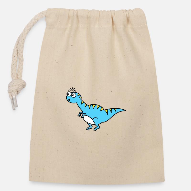Dinosaur Blue - Closable cotton gift bag (14x20cm) - nature