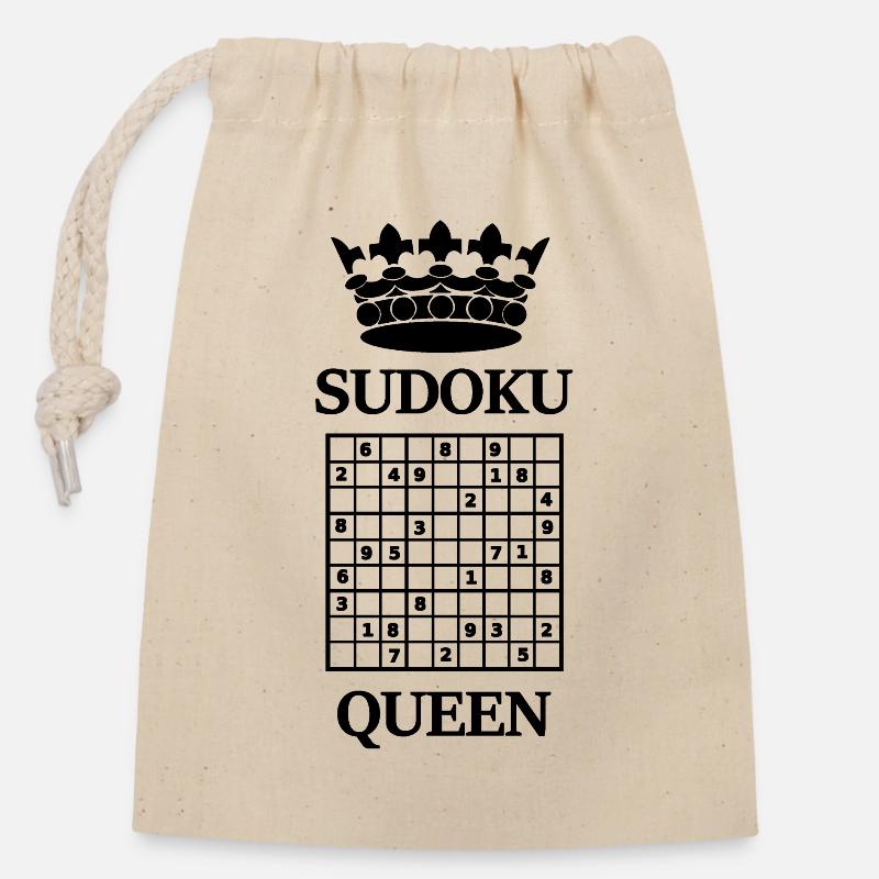 Sudoku - Closable cotton gift bag (14x20cm) - nature