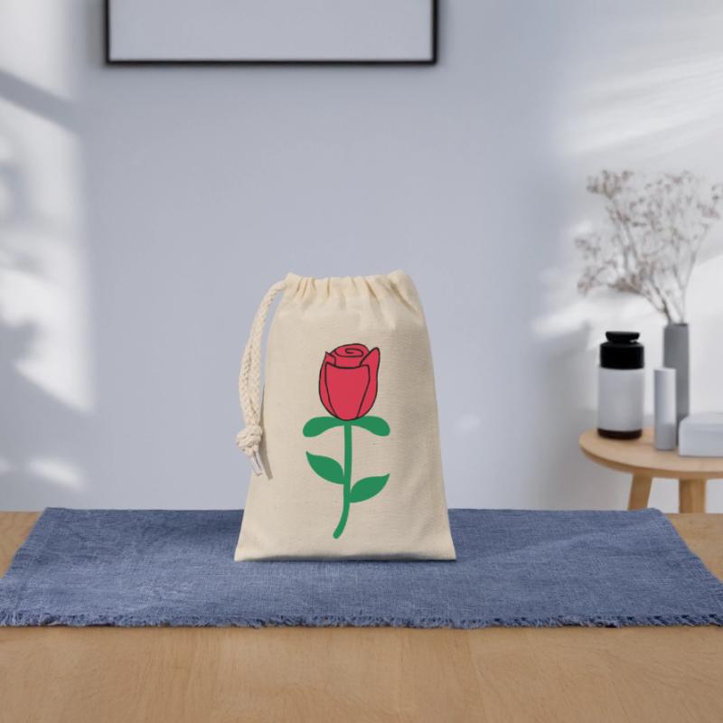 Rose Closable cotton gift bag (14x20cm)