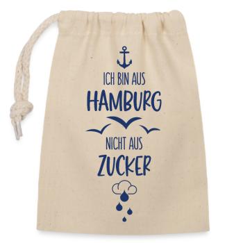 HAMBURG REGEN NICHT AUS ZUCKER SCHIETWETTER - Verschließbarer Geschenkbeutel aus Baumwolle (14x20cm) - Natur - Vorne