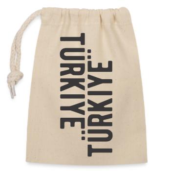 Türkiye Turkey lettering Turkish language saying - Closable cotton gift bag (14x20cm) - nature - Front