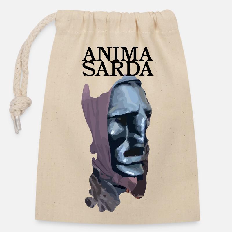 Sardische Maskenfigur - Verschließbarer Geschenkbeutel aus Baumwolle (14x20cm) - Natur