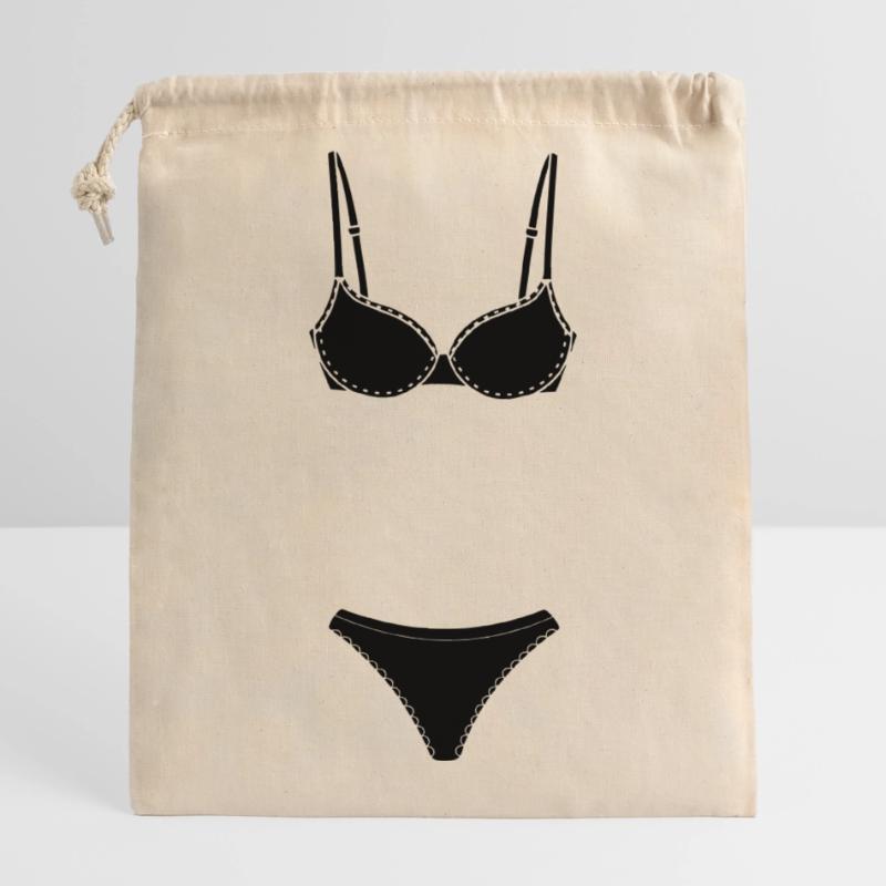 Dessous- oder Bekini-Logo für Geschäft oder Marktstand Verschließbarer Geschenkbeutel aus Baumwolle (14x20cm)