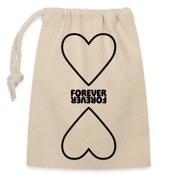 Heart Forever mirrored couple relationship motif - Closable cotton gift bag (14x20cm) - nature - Front