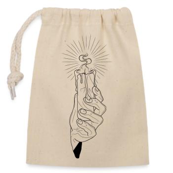 Bougie - Sac cadeau en coton avec cordon (14 x 20 cm) - nature - Devant