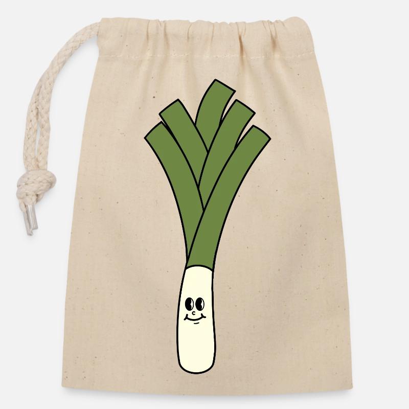 Leek - Closable cotton gift bag (14x20cm) - nature