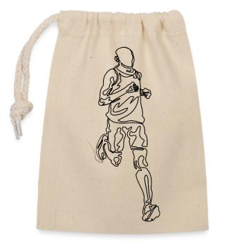Running Man Dessin de griffonnage d’une seule ligne - Sac cadeau en coton avec cordon (14 x 20 cm) - nature - Devant