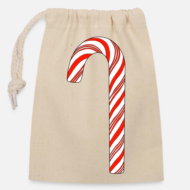 Candy cane red white - Closable cotton gift bag (14x20cm) - nature