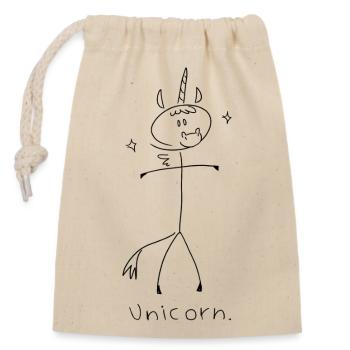 Licorne. (lignes noires) (par Leni Riosa) - Sac cadeau en coton avec cordon (14 x 20 cm) - nature - Devant