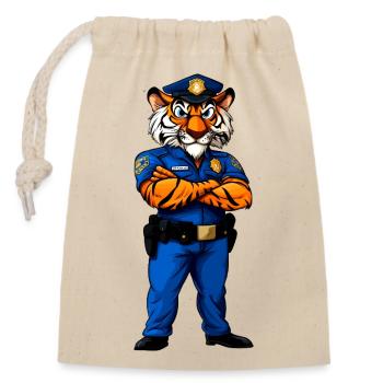 Tiger Police / Policewoman Tiger - Closable cotton gift bag (14x20cm) - nature - Front