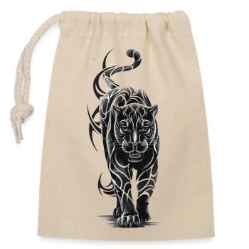 Tribal Tiger - Black and White Big Cat - Closable cotton gift bag (14x20cm) - nature - Front