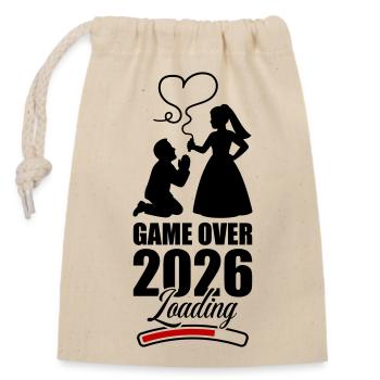 Game Over 2026 Hochzeit - Verschließbarer Geschenkbeutel aus Baumwolle (14x20cm) - Natur - Vorne