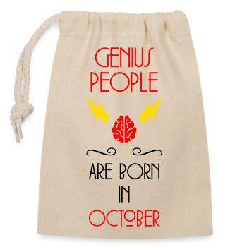 Genie Born October Baby Gift - Closable cotton gift bag (14x20cm) - nature - Front