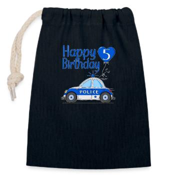 Joyeux anniversaire 5 Police - Sac cadeau en coton avec cordon (14 x 20 cm) - bleu marine - Devant