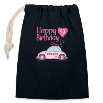 Happy Birthday 9 Police Pink - Closable cotton gift bag (14x20cm) - navy - Front