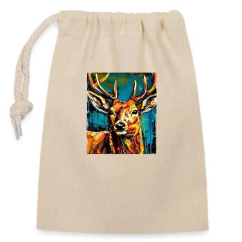Portrait de cerf - Sac cadeau en coton avec cordon (14 x 20 cm) - nature - Devant