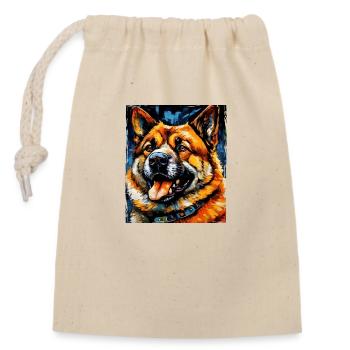 Akita Dog Portrait - Closable cotton gift bag (14x20cm) - nature - Front