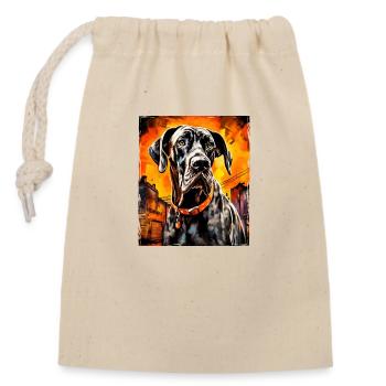 Great Dane Dog Portrait - Closable cotton gift bag (14x20cm) - nature - Front