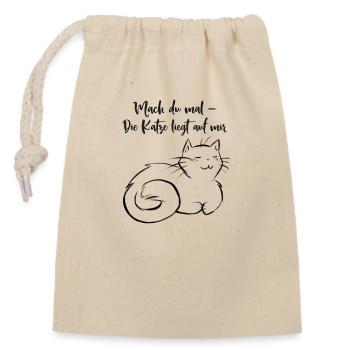 Do it - the cat is on me (black) - Closable cotton gift bag (14x20cm) - nature - Front