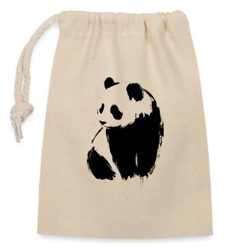 Panda - Verschließbarer Geschenkbeutel aus Baumwolle (14x20cm) - Natur - Vorne