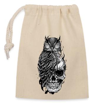 Owl Perched on Skull - Closable cotton gift bag (14x20cm) - nature - Front