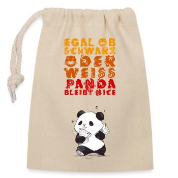 Süßer Anti-Rassismus Panda - Verschließbarer Geschenkbeutel aus Baumwolle (14x20cm) - Natur - Vorne
