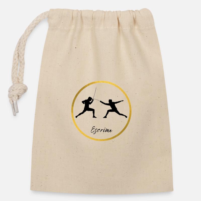 Fencing - Closable cotton gift bag (14x20cm) - nature