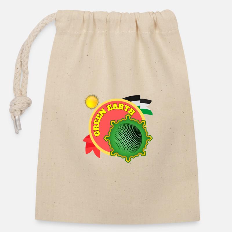 Grüne Erde - Verschließbarer Geschenkbeutel aus Baumwolle (14x20cm) - Natur