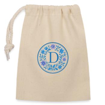 Elegant Ceramic Floral Logo - Letter D - Verschließbarer Geschenkbeutel aus Baumwolle (14x20cm) - Natur - Vorne